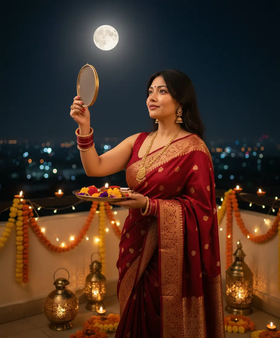 AI-generated example from Karwa Chauth AI photo prompts