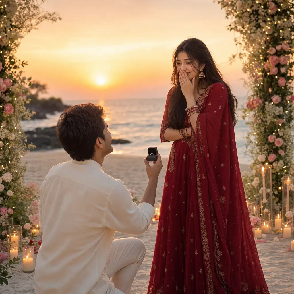 AI-generated example from Pre-wedding AI photo prompts