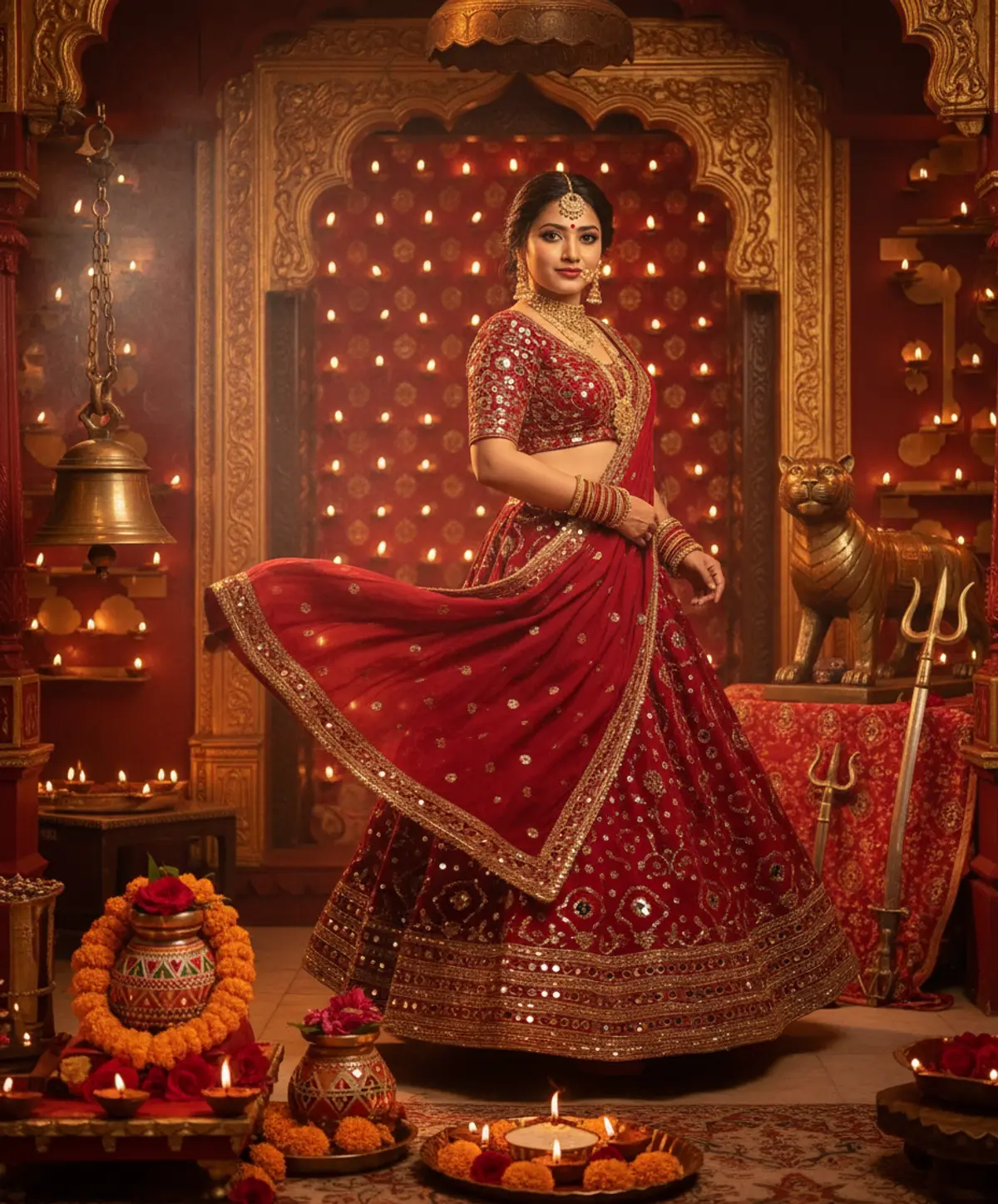 Maa Chandraghanta β Day 3 Navratri Look π±β¨ AI photo by Serene