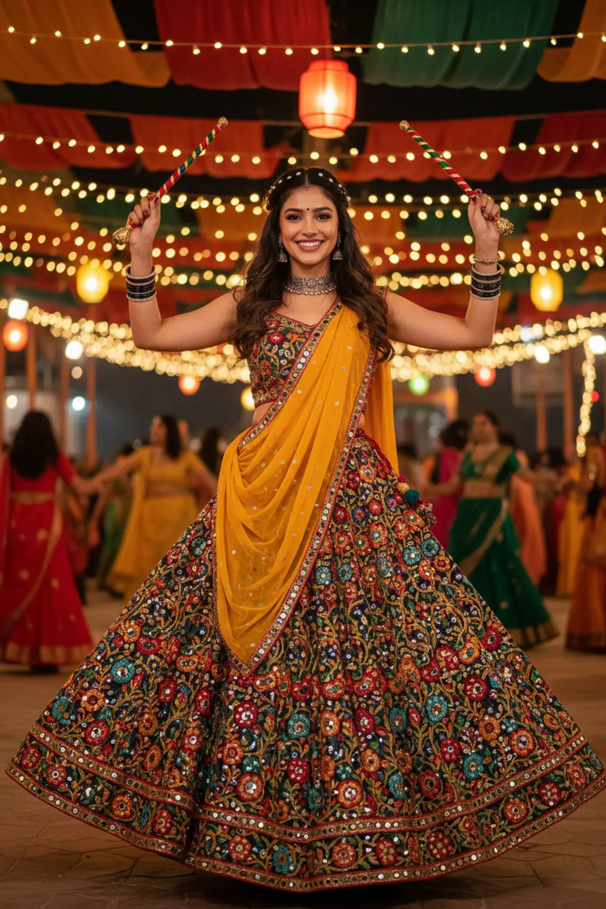 Navratri Mirror Work Queen β Garba Night 2026 β¨π: AI-generated from the original photo