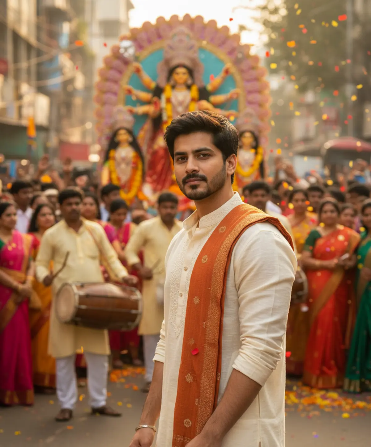 Durga Visarjan 2026 โ A Farewell ๐โค๏ธ: AI-generated from the original photo