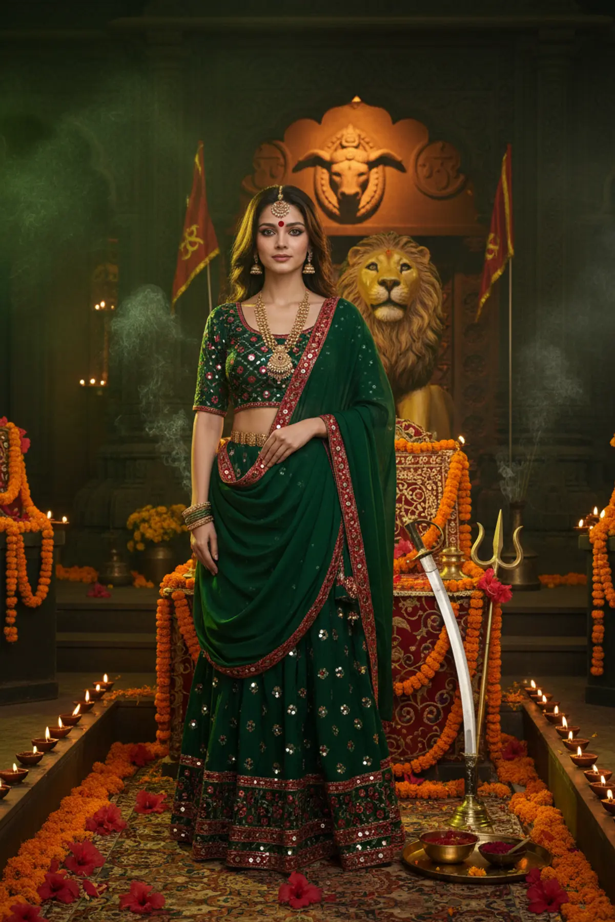 Maa Katyayani β Day 6 Navratri Look π±π₯ AI photo by Serene