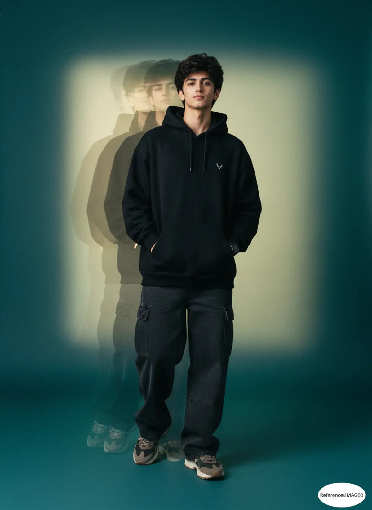 Ghost Motion Streetwear Editorial: AI-generated from the original photo