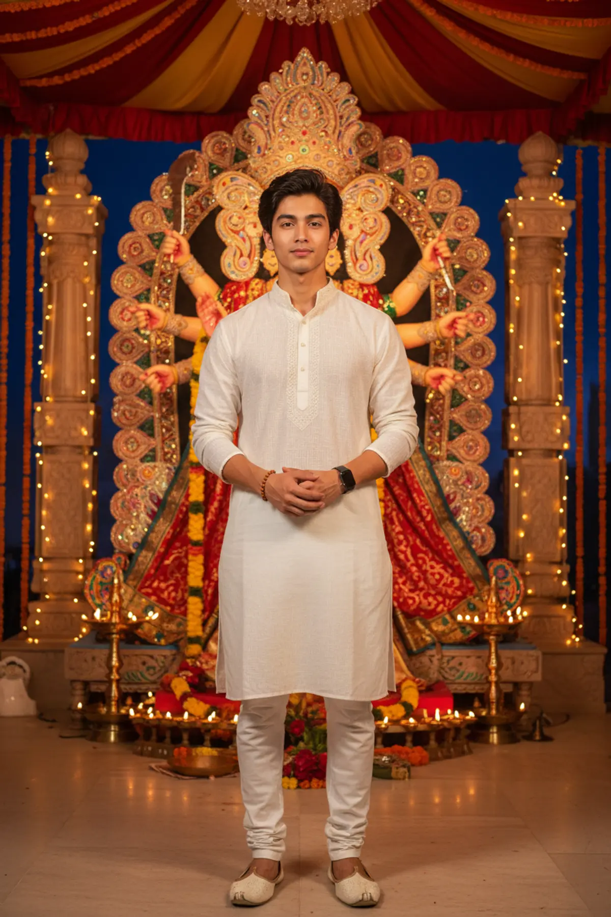 Navratri Nights – A Devotional Portrait: AI-generated from the original photo