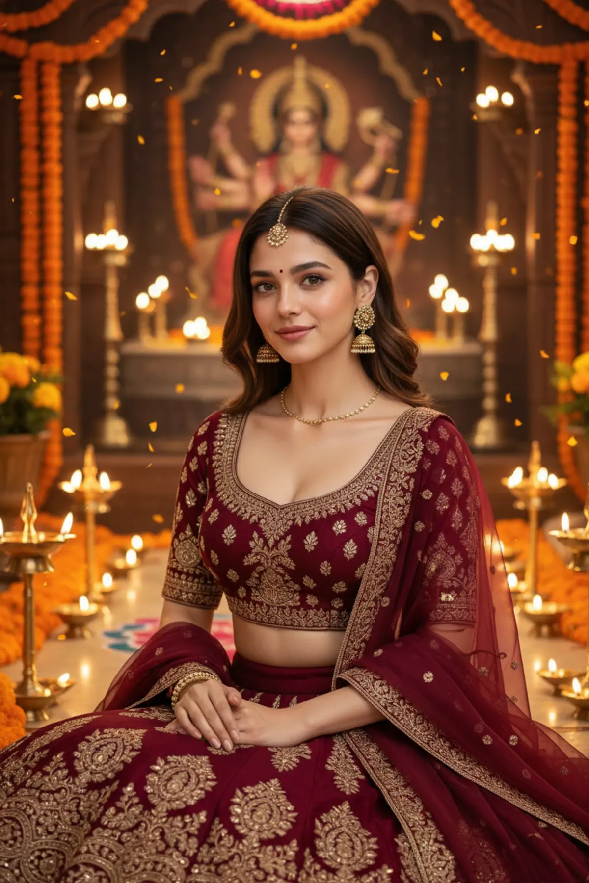 Maroon & Gold Cinematic Festive Portrait AI photo by Serene