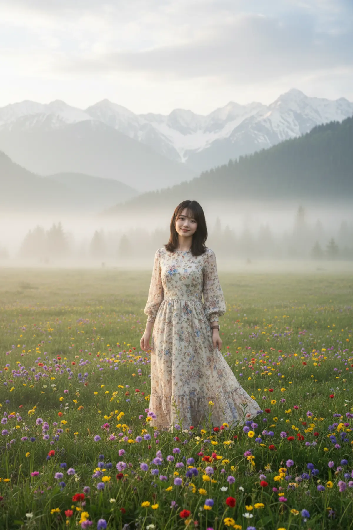 Kashmir Meadow Dream: AI-generated from the original photo