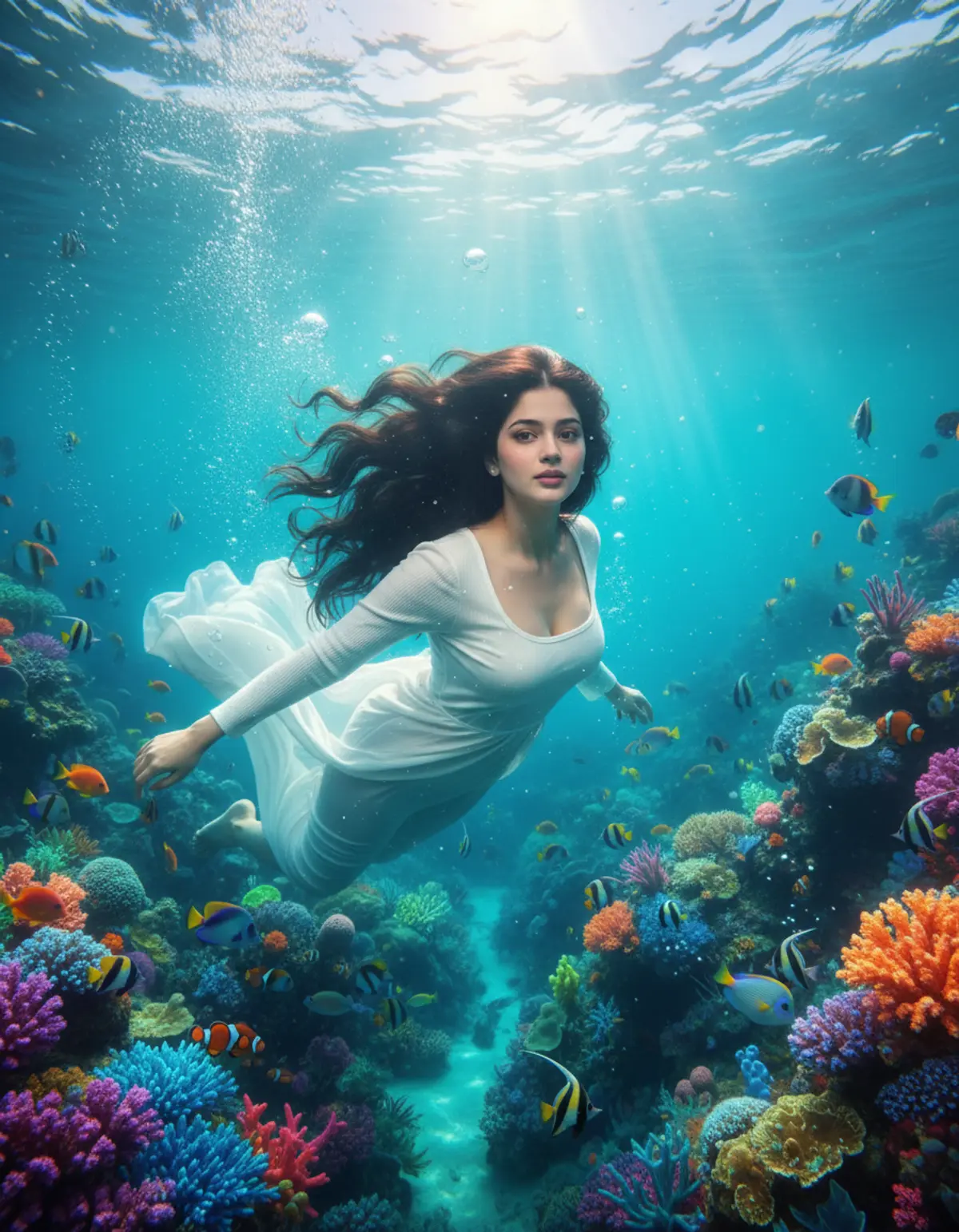 Underwater Fantasy: AI-generated from the original photo
