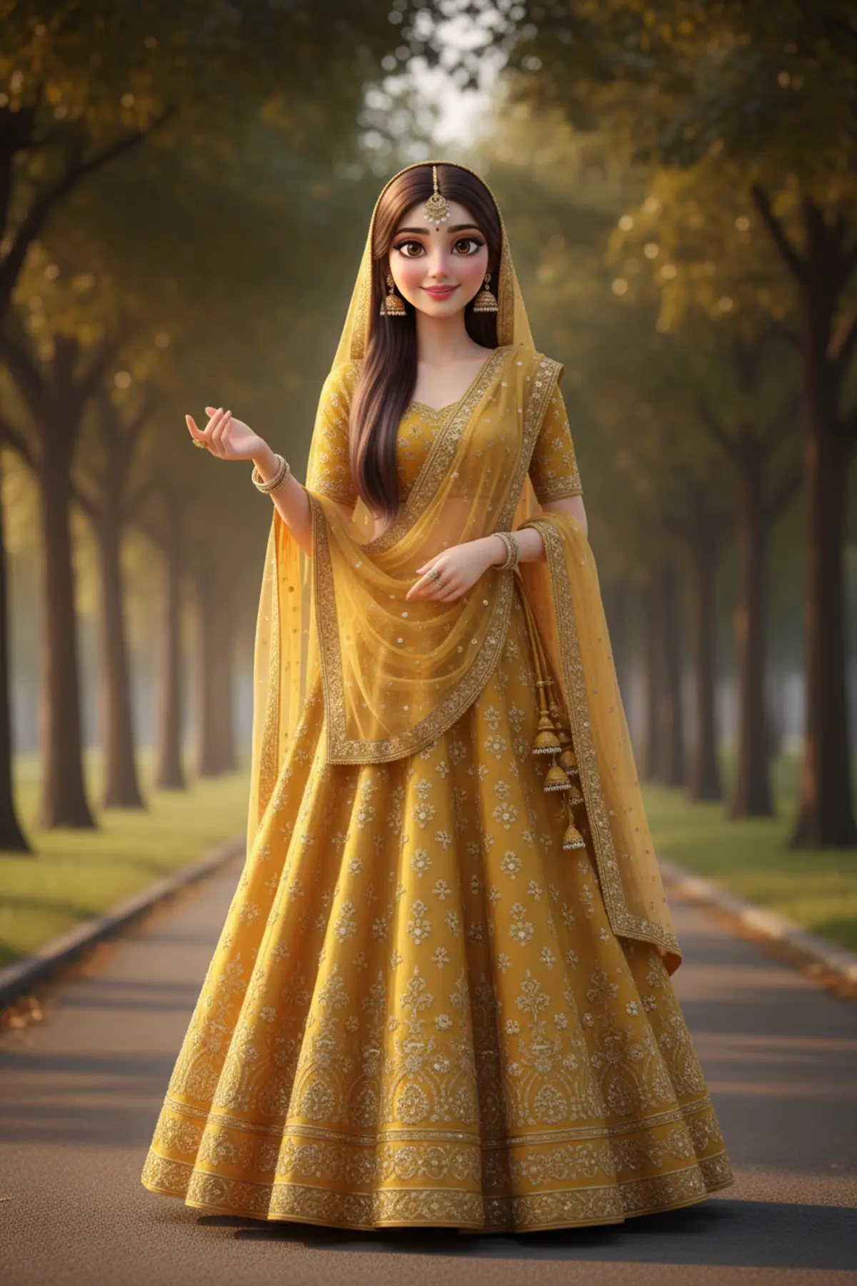 π Golden Princess β Indian Doll Fantasy: AI-generated from the original photo