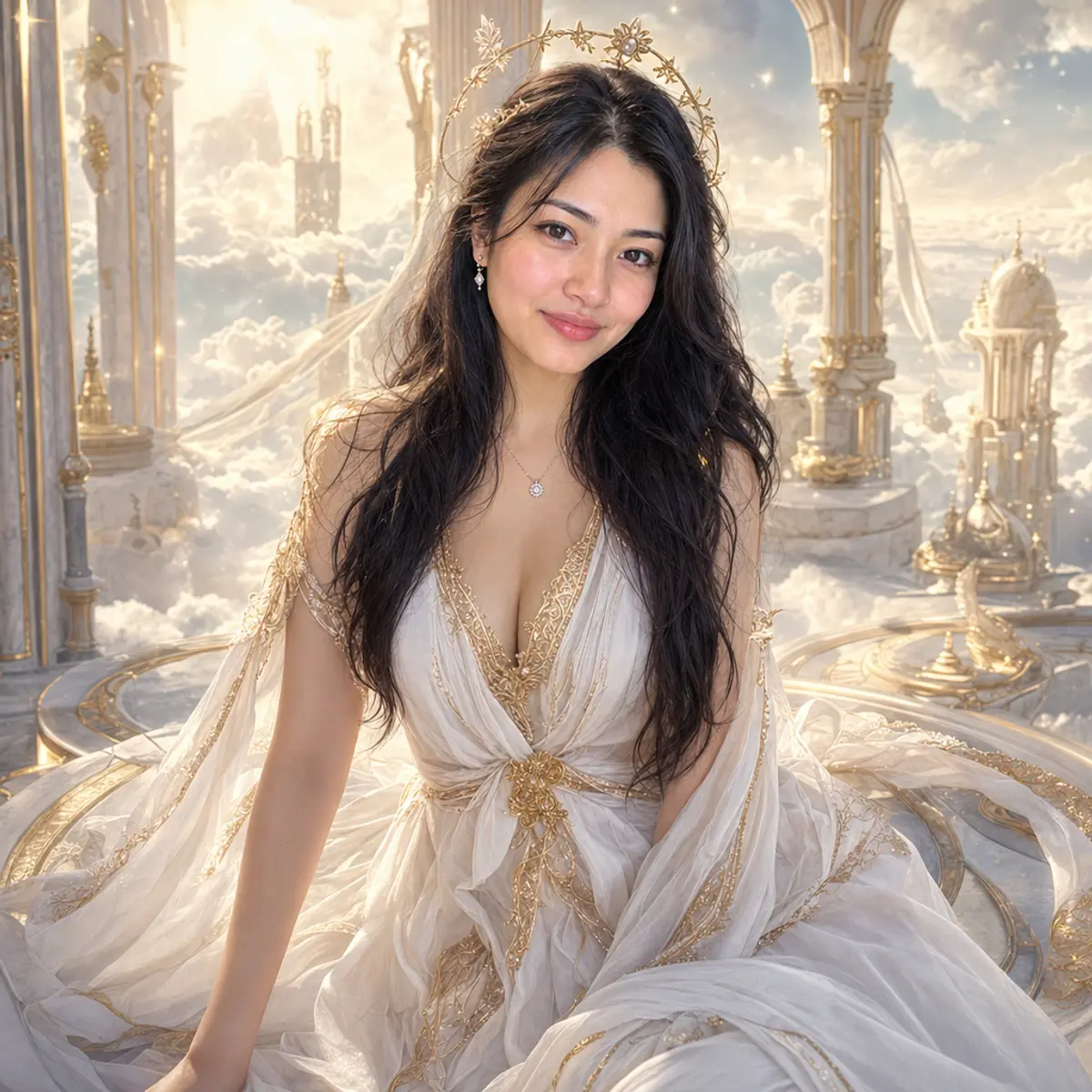 White Fantasy Goddess: AI-generated from the original photo