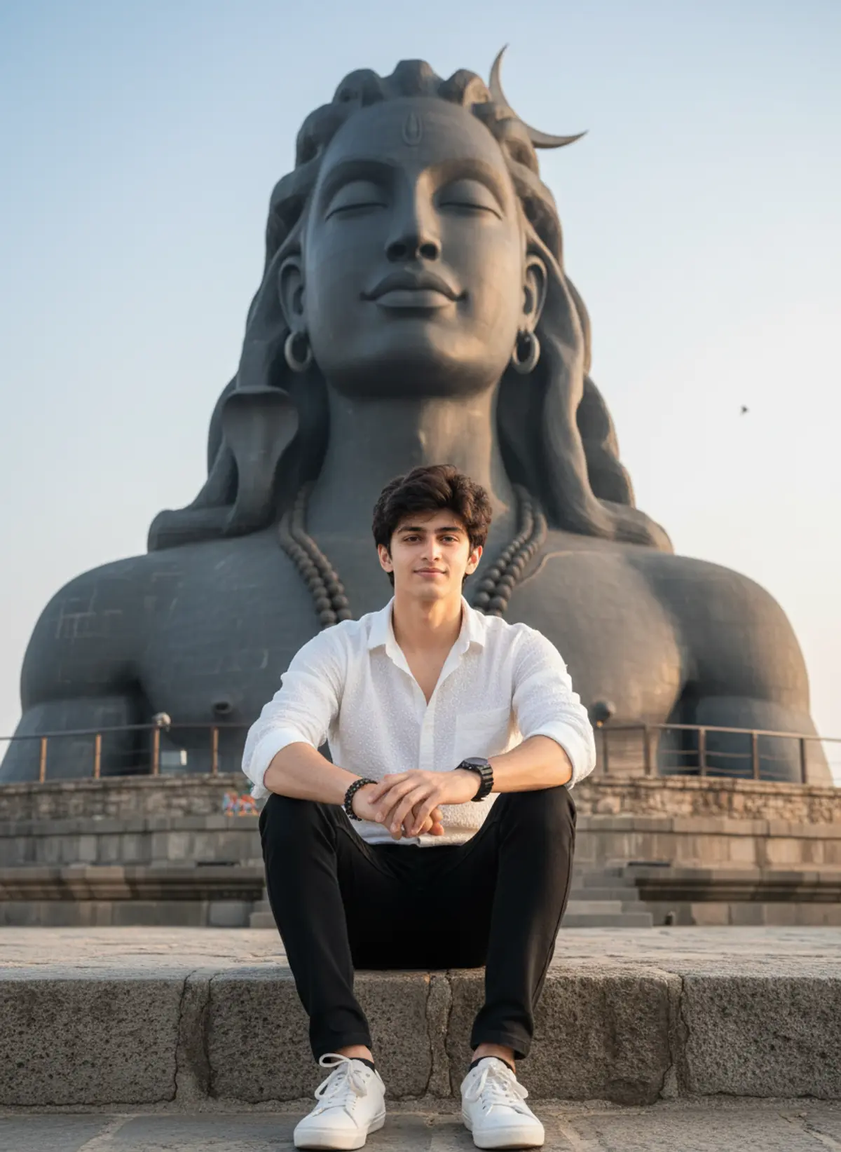 ποΈ Adiyogi Travel Portrait β Authentic Stone Temple AI photo by Serene