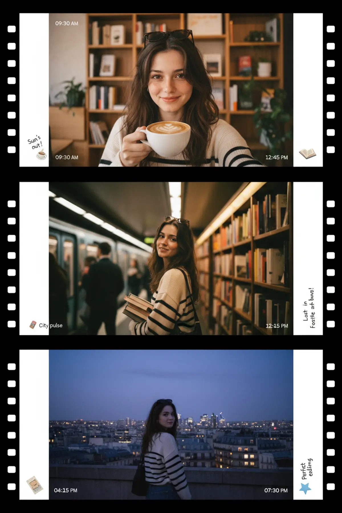 One Perfect Saturday β Analog City Photo Diary: AI-generated from the original photo