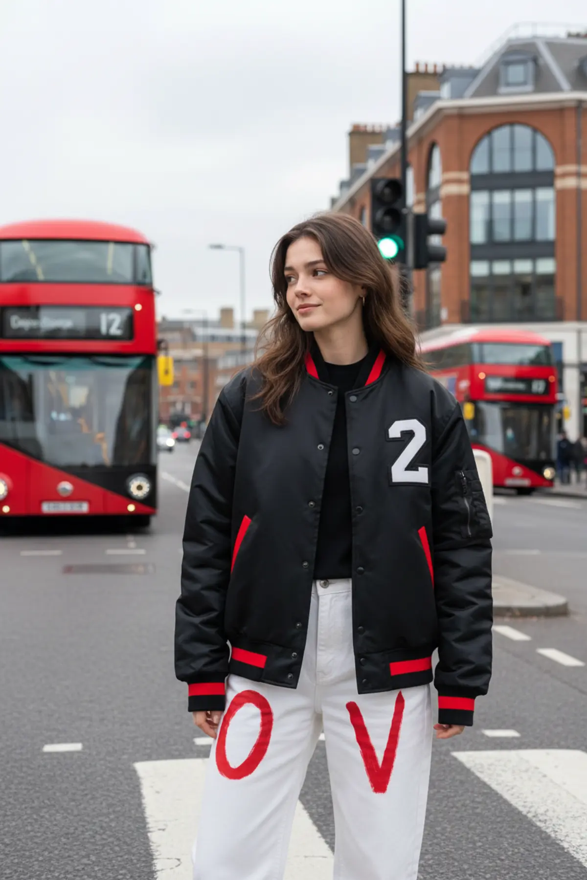 Bright Urban Blogger — London Streetwear Portrait AI photo by Serene