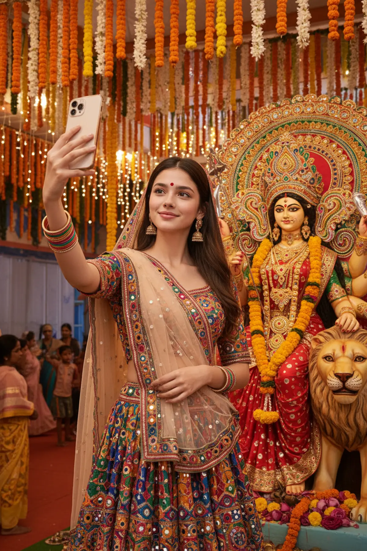 Navratri Selfie with Maa Durga 🙏🌺 AI photo by Serene