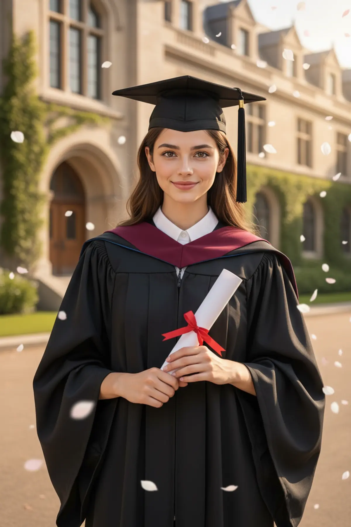 Graduation Day — Elegant Golden-Hour Graduate Portrait AI photo by Serene