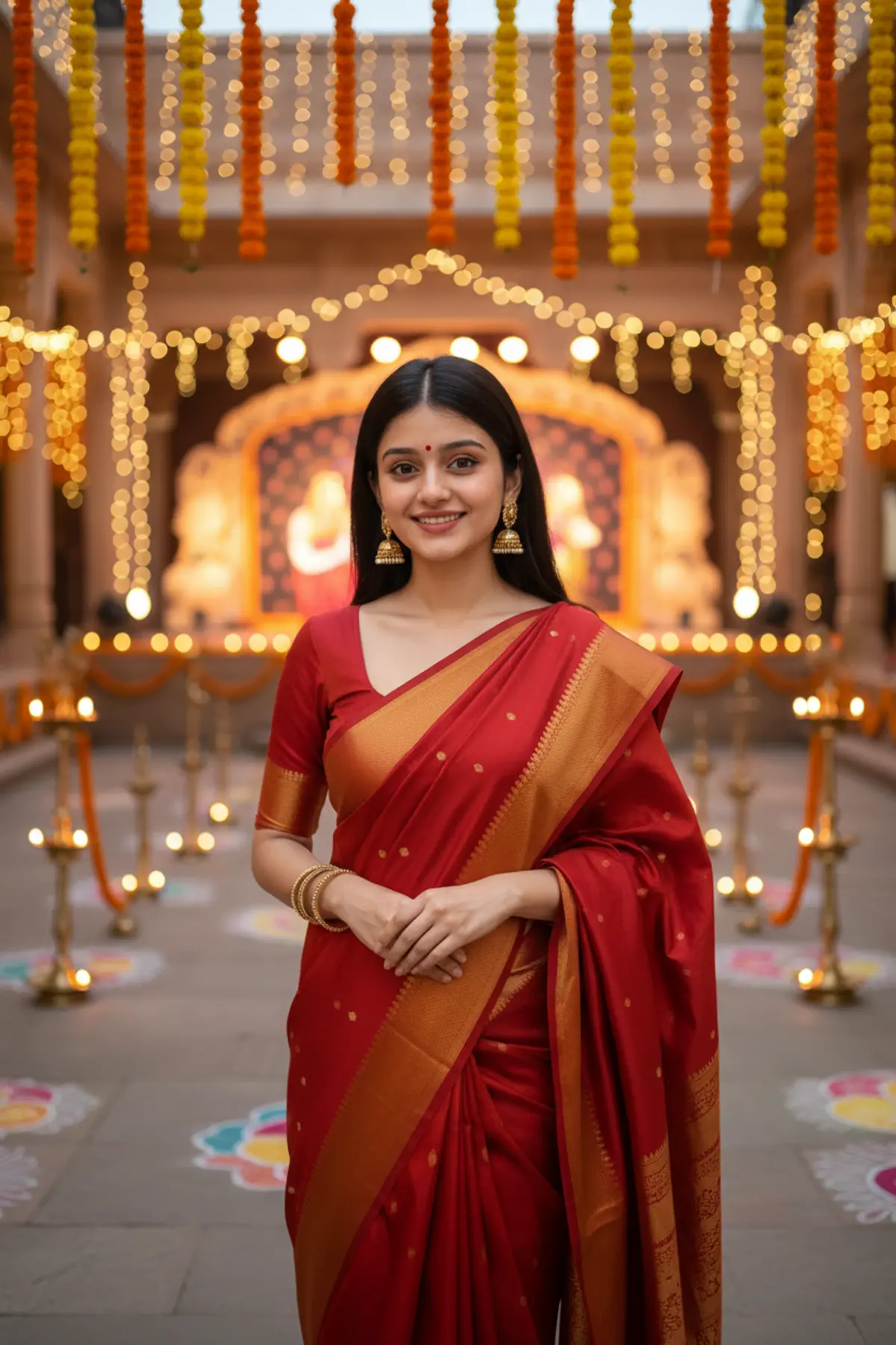 Dussehra — The Triumph of Light 🪔❤️ | Vermilion Elegance AI photo by Serene