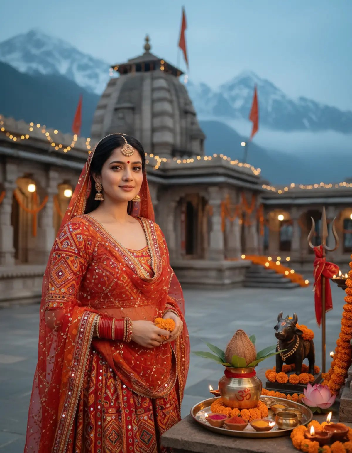 Maa Shailputri β Day 1 Navratri Portrait AI photo by Serene