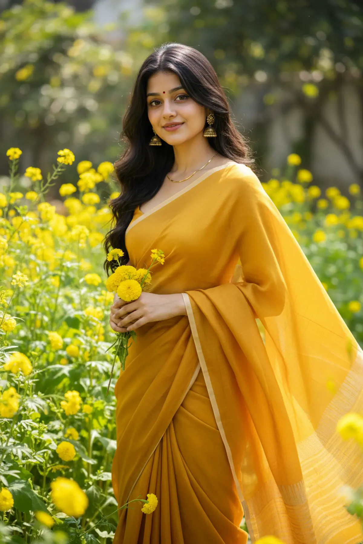 Vasant Panchami โ The Beauty of Spring ๐๐ฟ | Mustard Elegance AI photo by Serene