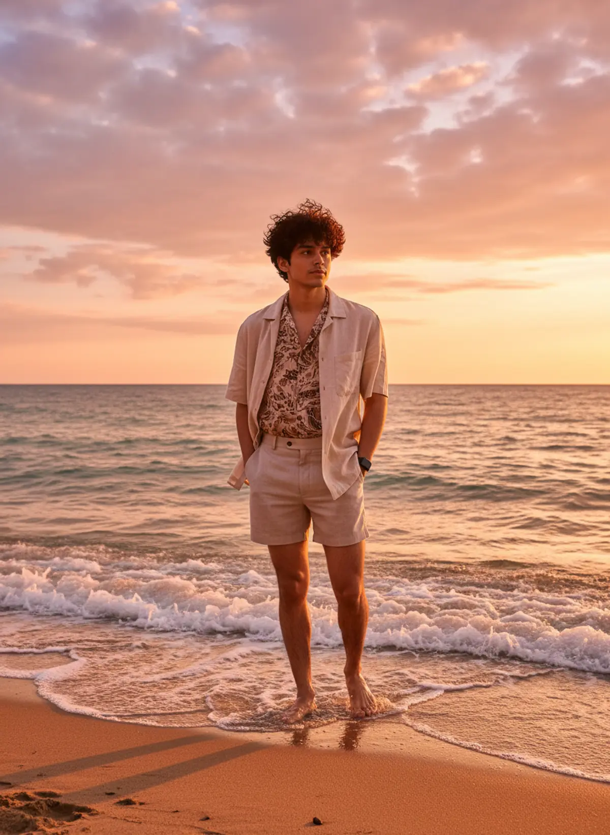 Beach Golden-Hour Portrait AI photo by Serene