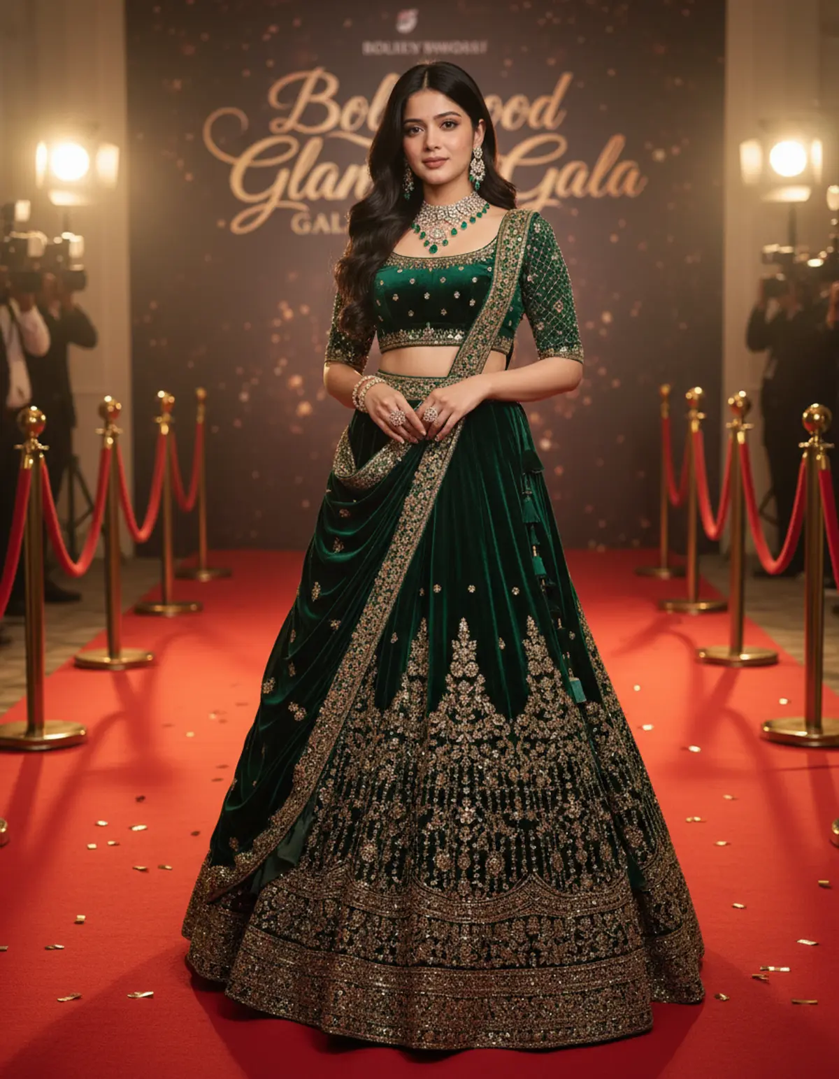 Bollywood Red-Carpet Look: AI-generated from the original photo