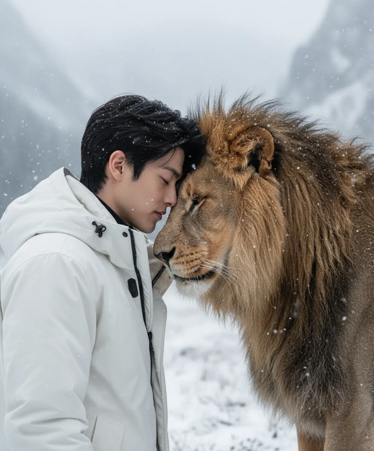 The Lion’s Silent Bond AI photo by Serene