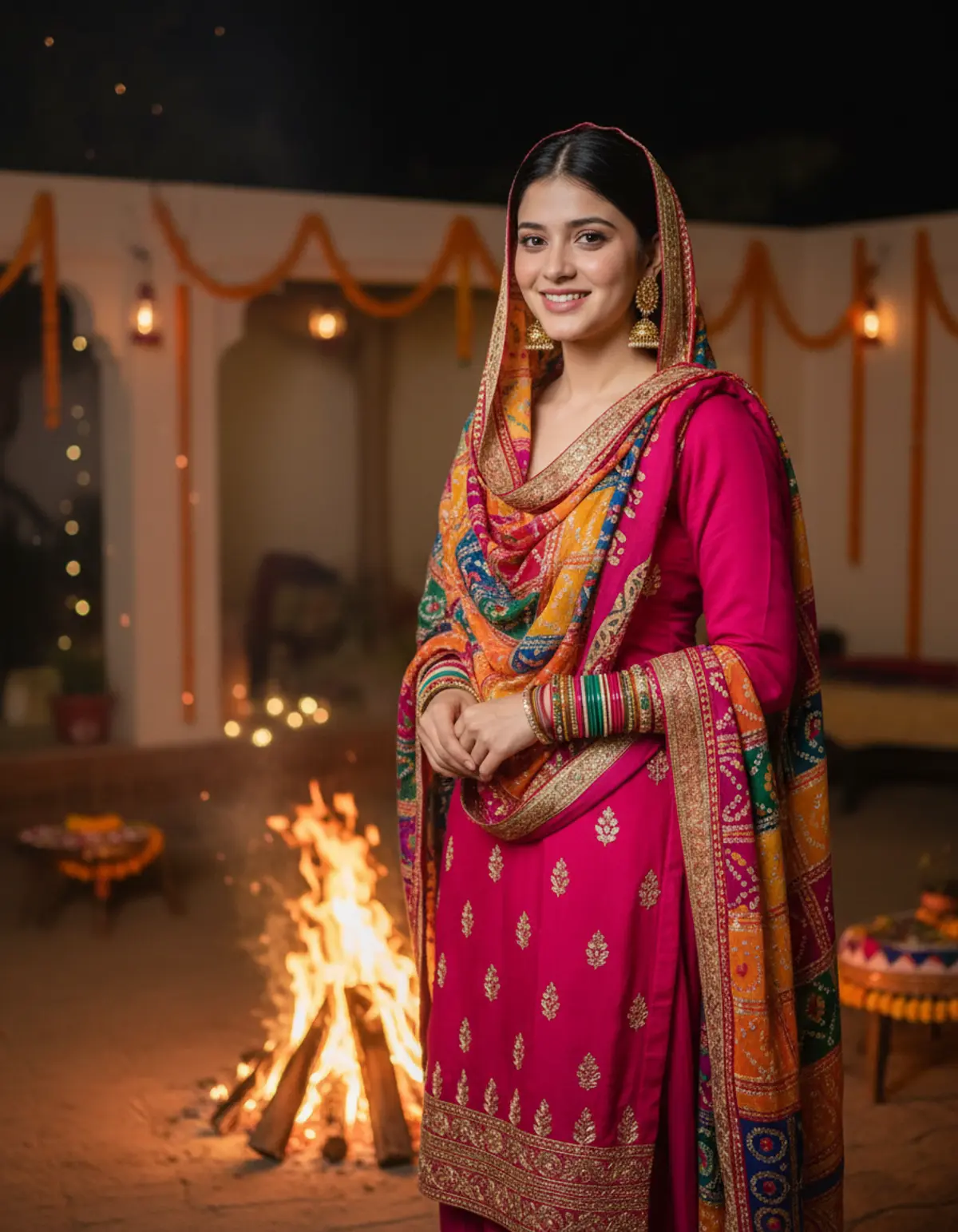 Lohri โ Warmth of the Winter Festival โค๏ธ๐ฅ | Punjabi Festive Glow AI photo by Serene