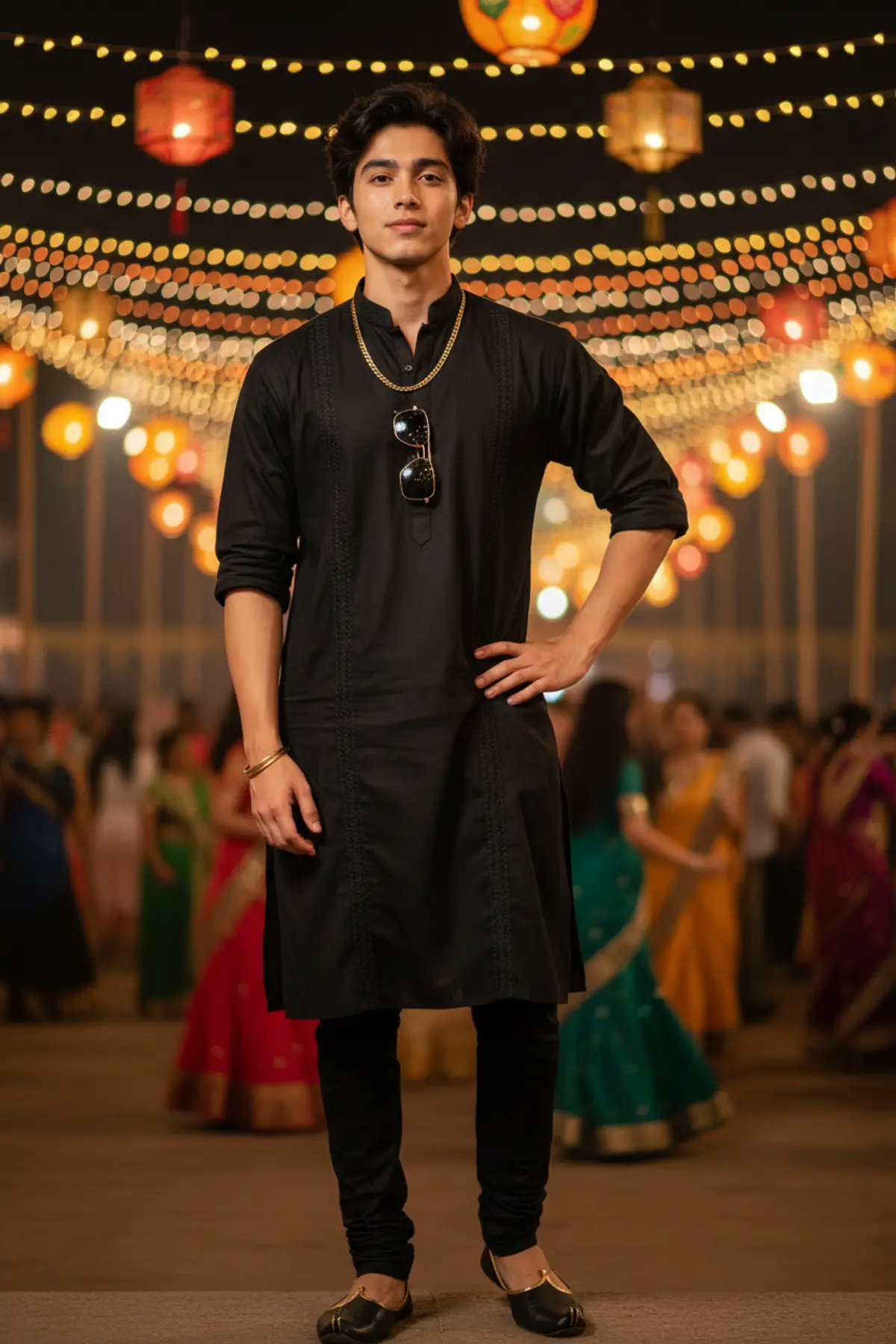 Black Royalty โ Navratri Garba 2026 ๐คโจ: AI-generated from the original photo