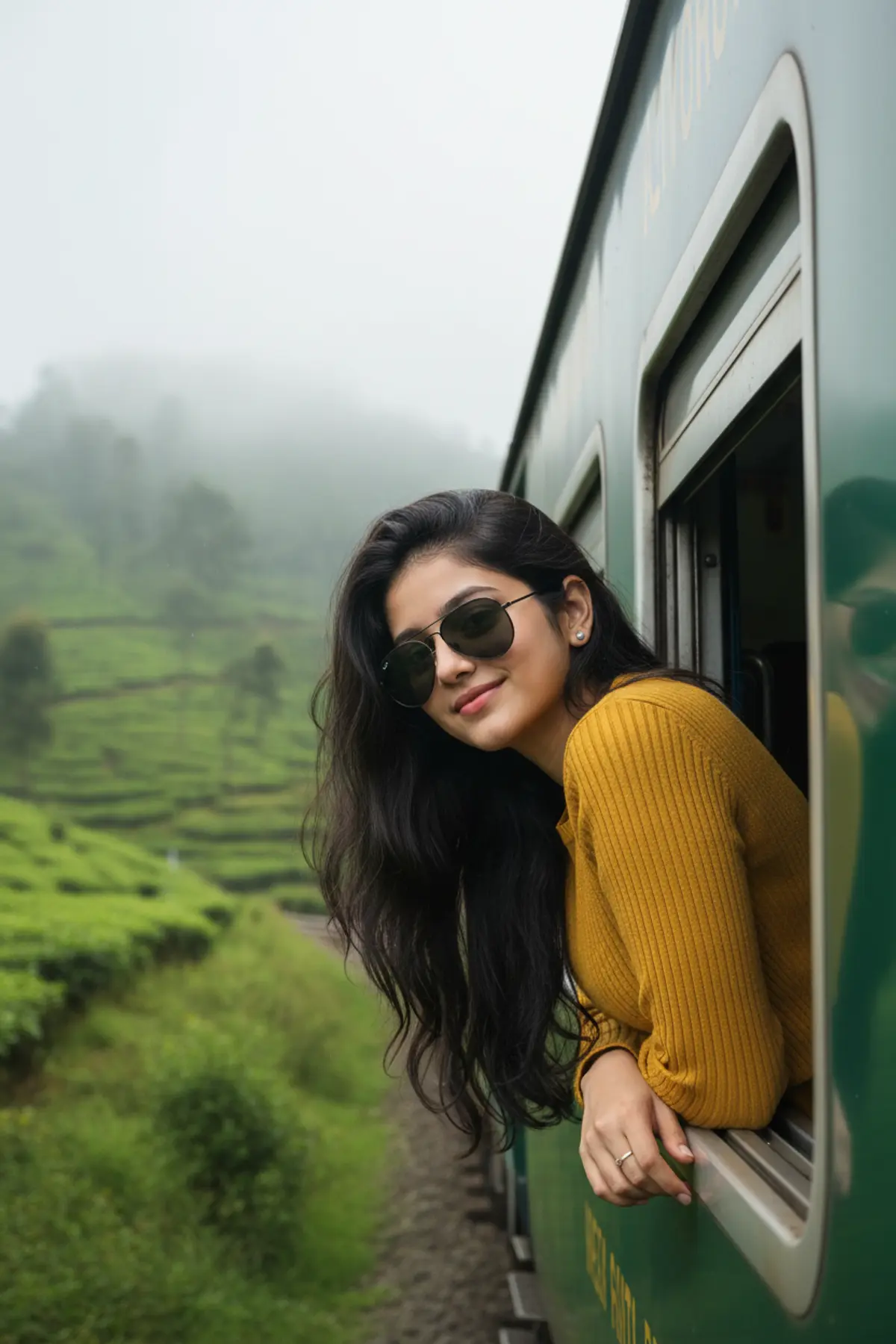 Misty Train Journey: AI-generated from the original photo
