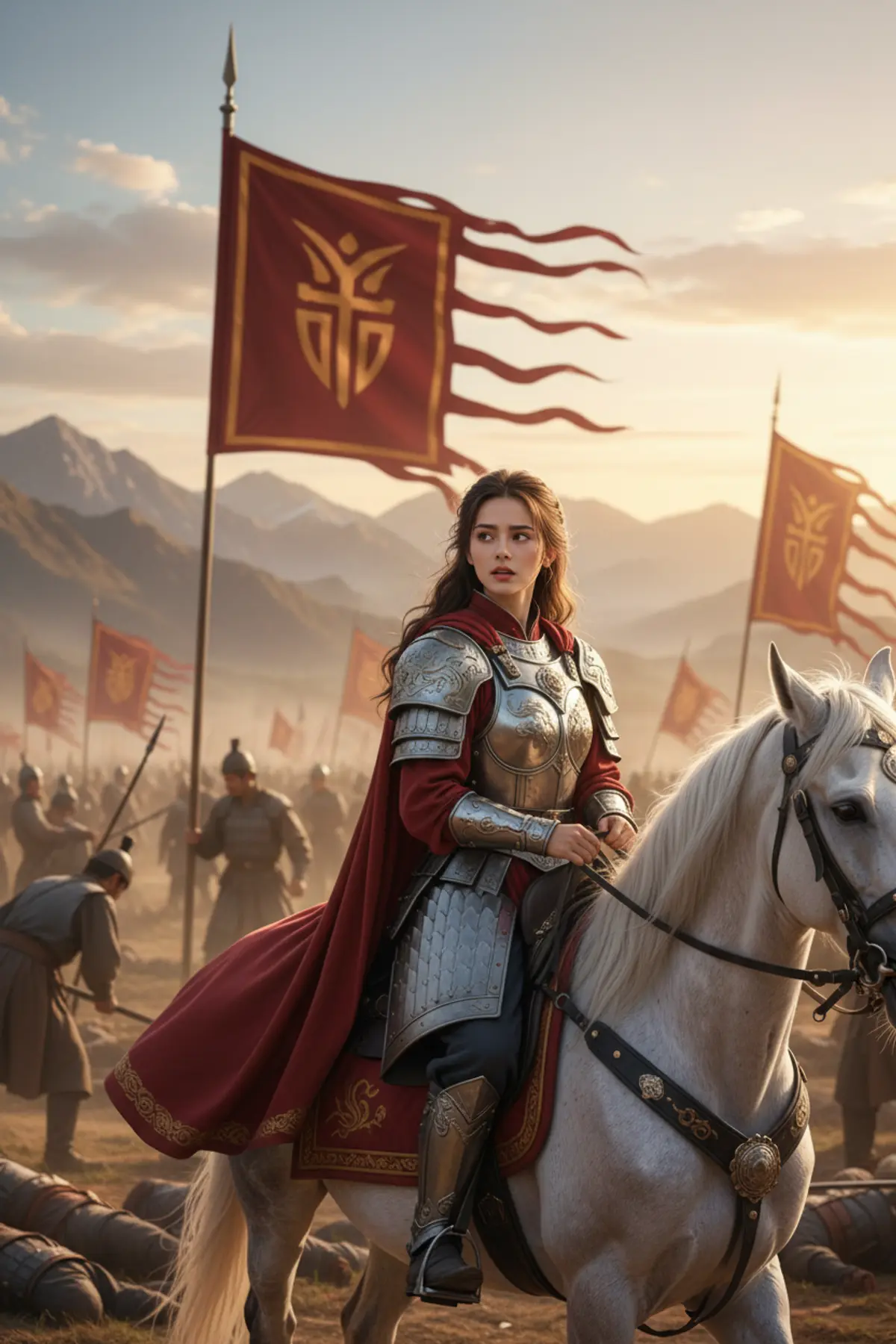 Crimson General — Victorious Warrior of the Ancient Empire: AI-generated from the original photo