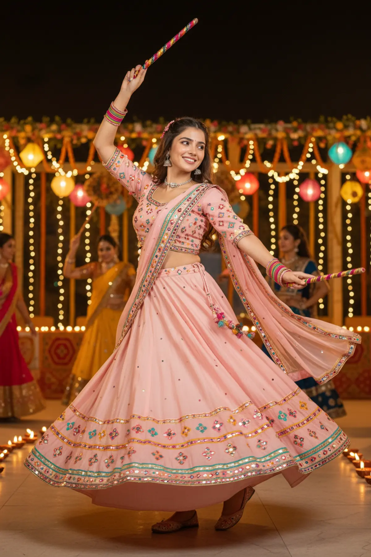 Garba Queen โ Ultra-Realistic Navratri Portrait: AI-generated from the original photo