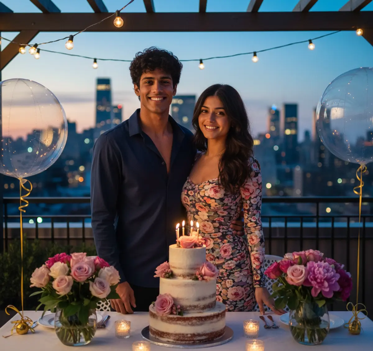 Rooftop Birthday: AI-generated from the original photo