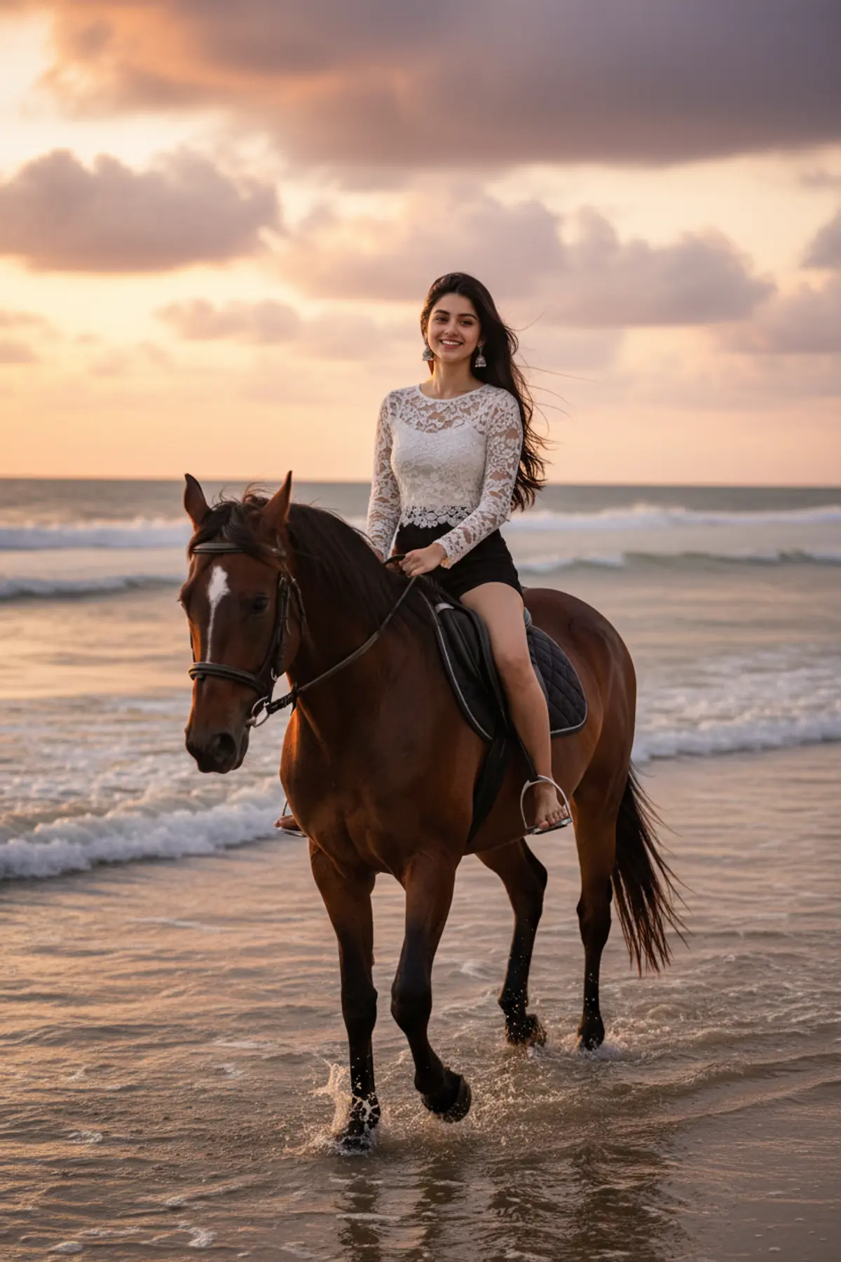 Beachside Equestrian Dream AI photo by Serene