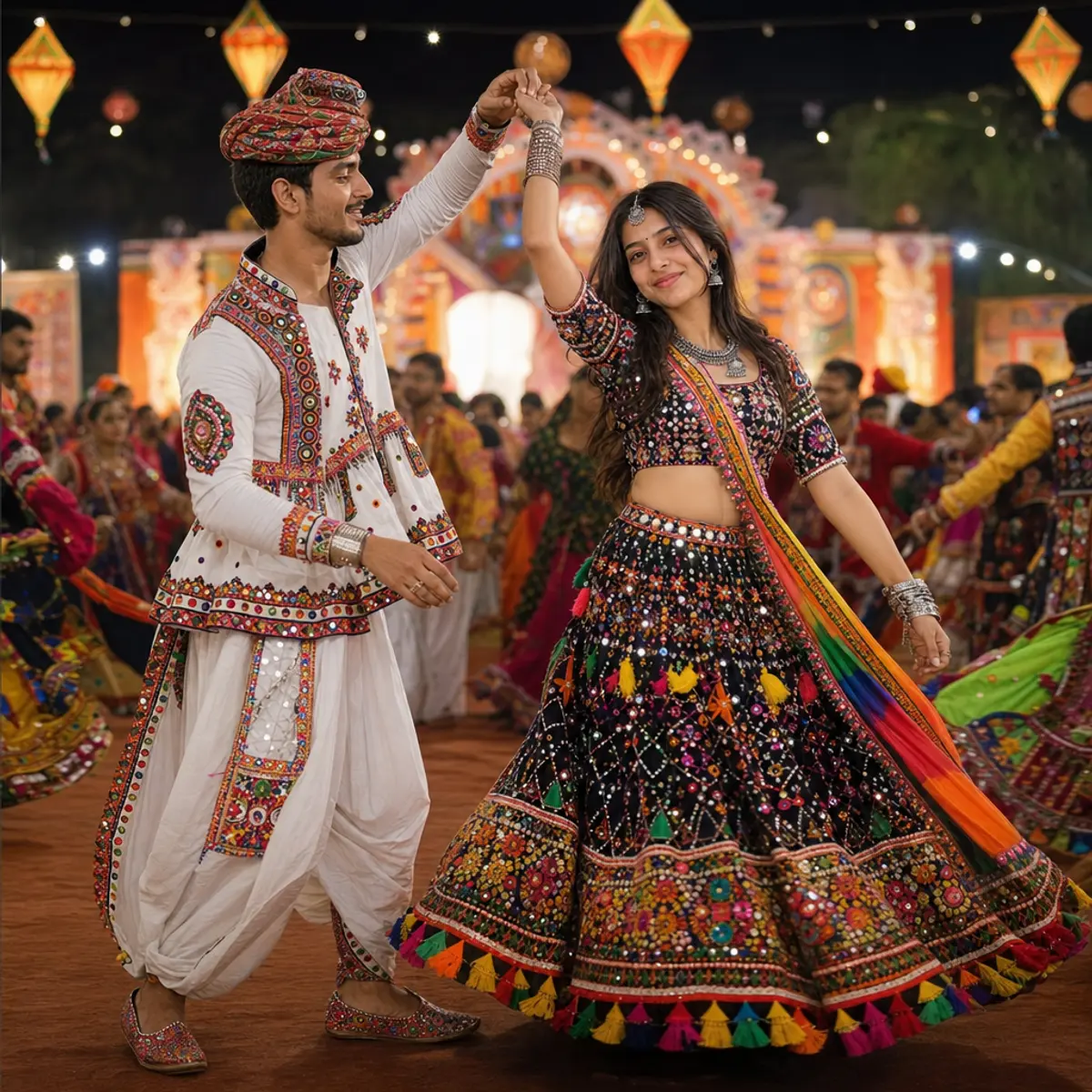 Traditional Gujarati Garba Couple AI photo by Serene