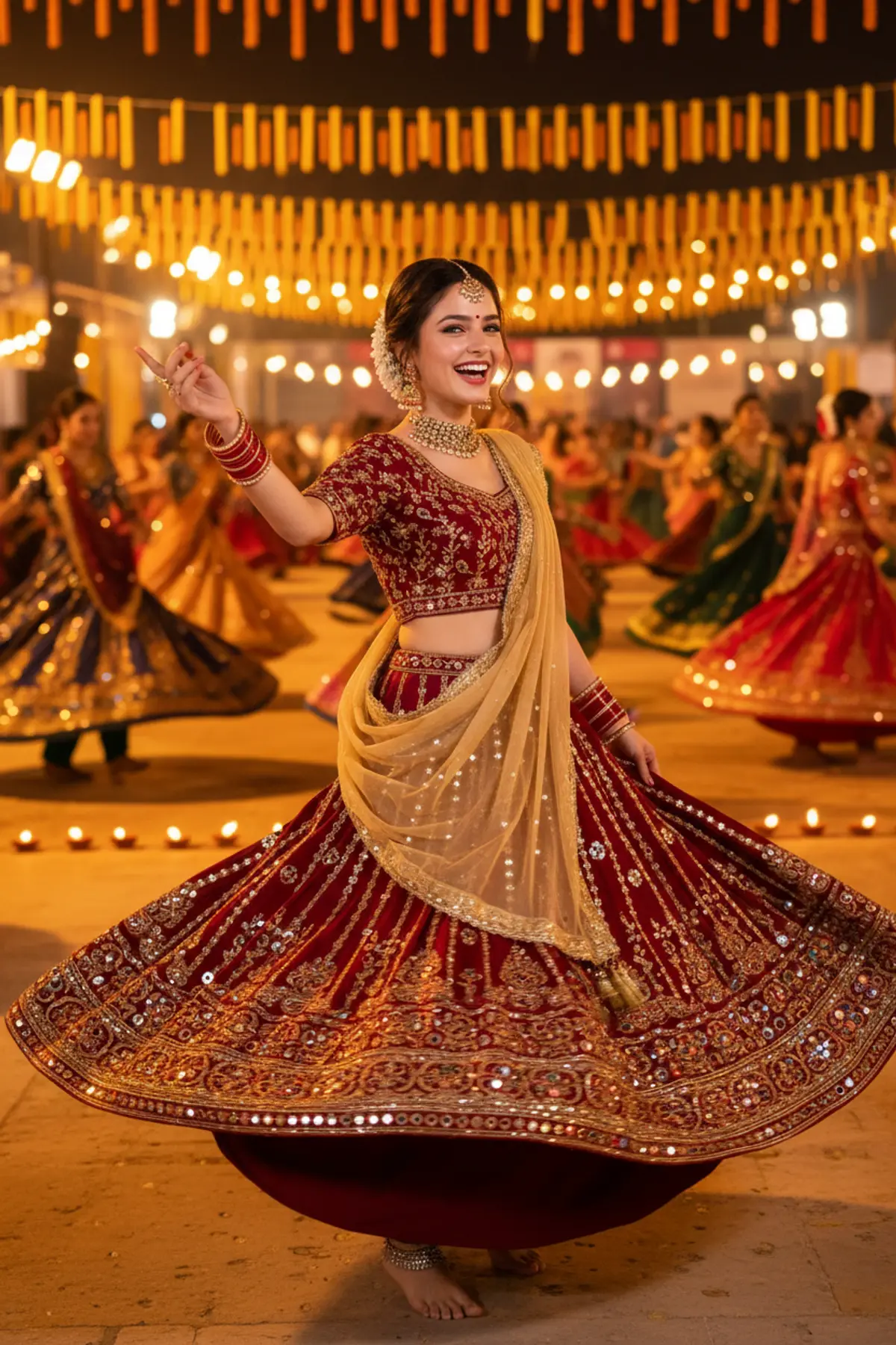 Twirl β Garba Queen of Navratri 2026 β€οΈβ¨: AI-generated from the original photo