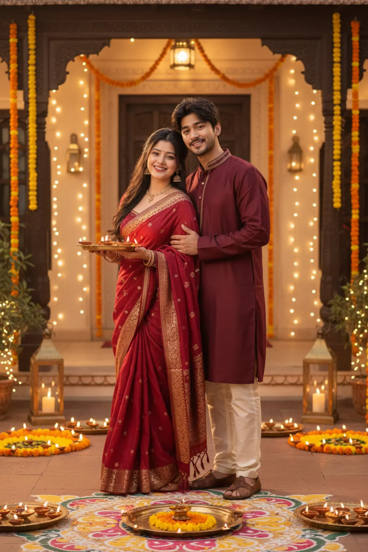 Diwali Romance β¨πͺ | Couple Goals: AI-generated from the original photo