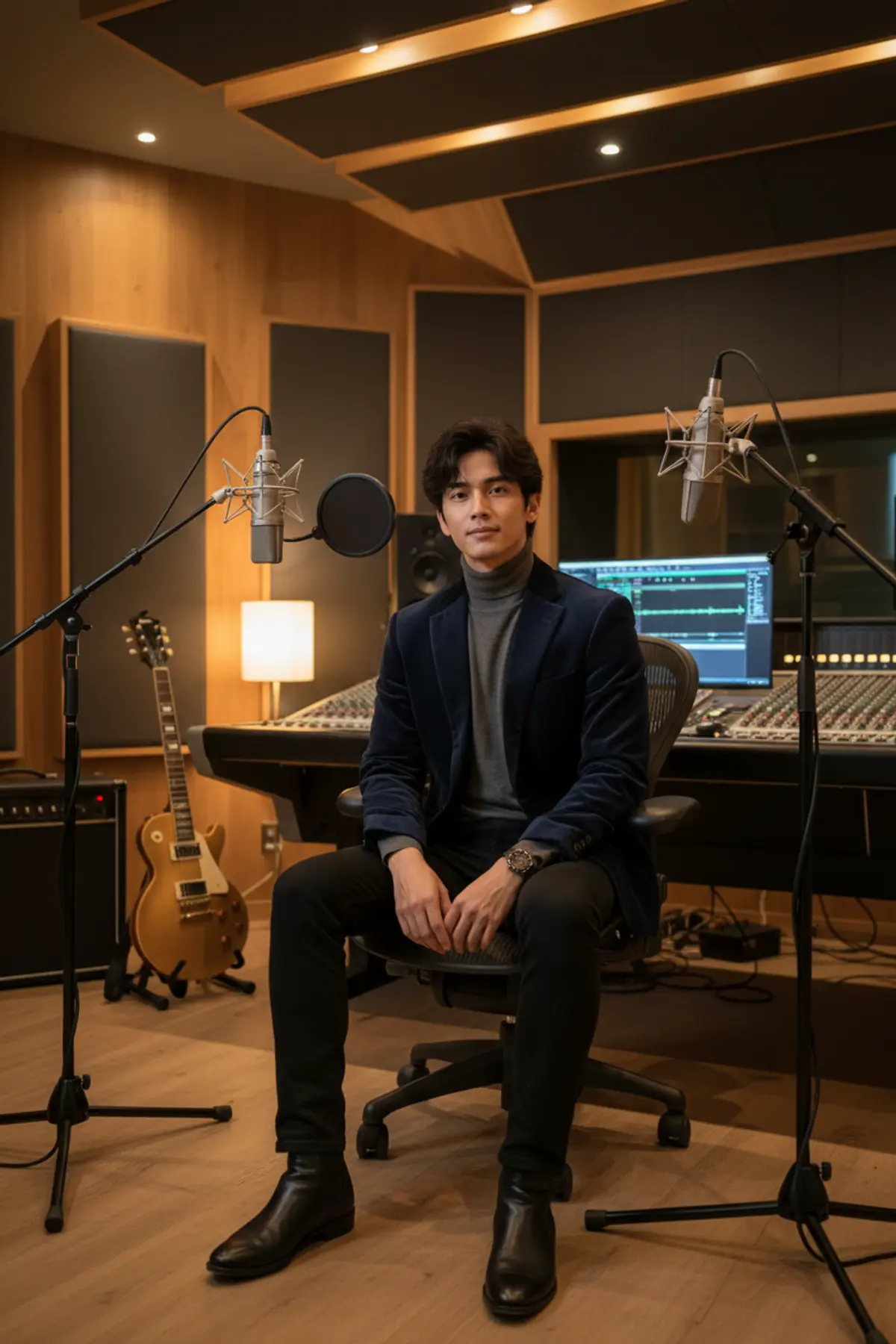 Musician Studio Portrait: AI-generated from the original photo