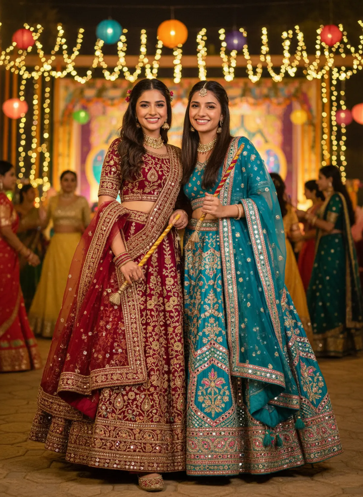 Lehenga Besties β Navratri Queens 2026 πβ¨: AI-generated from the original photo