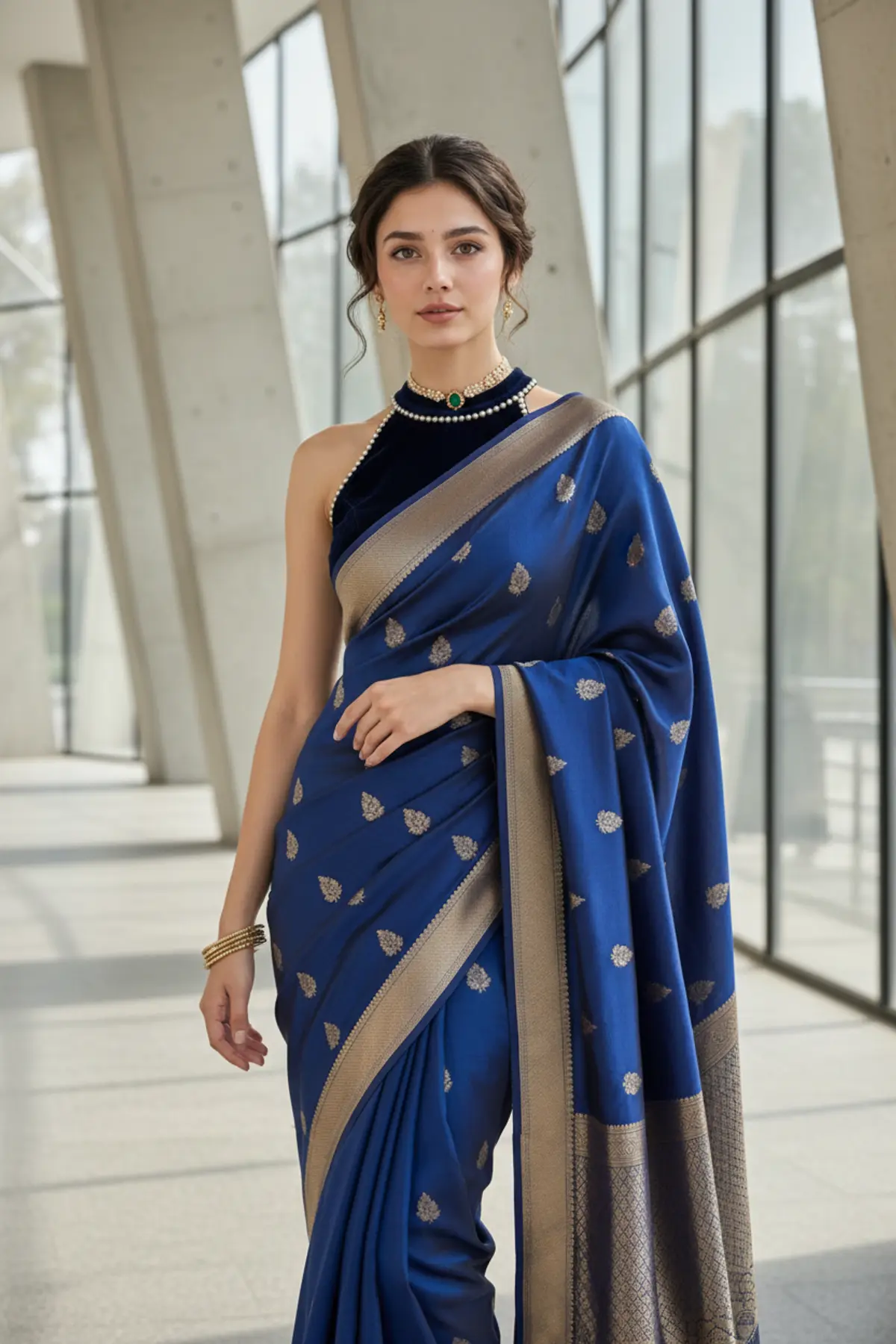 Modern Saree Editorial: AI-generated from the original photo