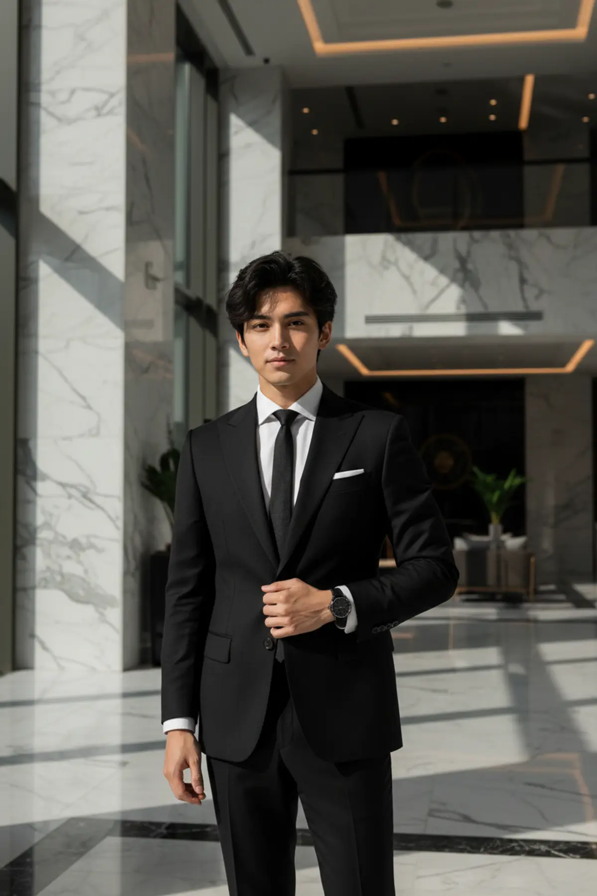 Luxury Black Suit: AI-generated from the original photo