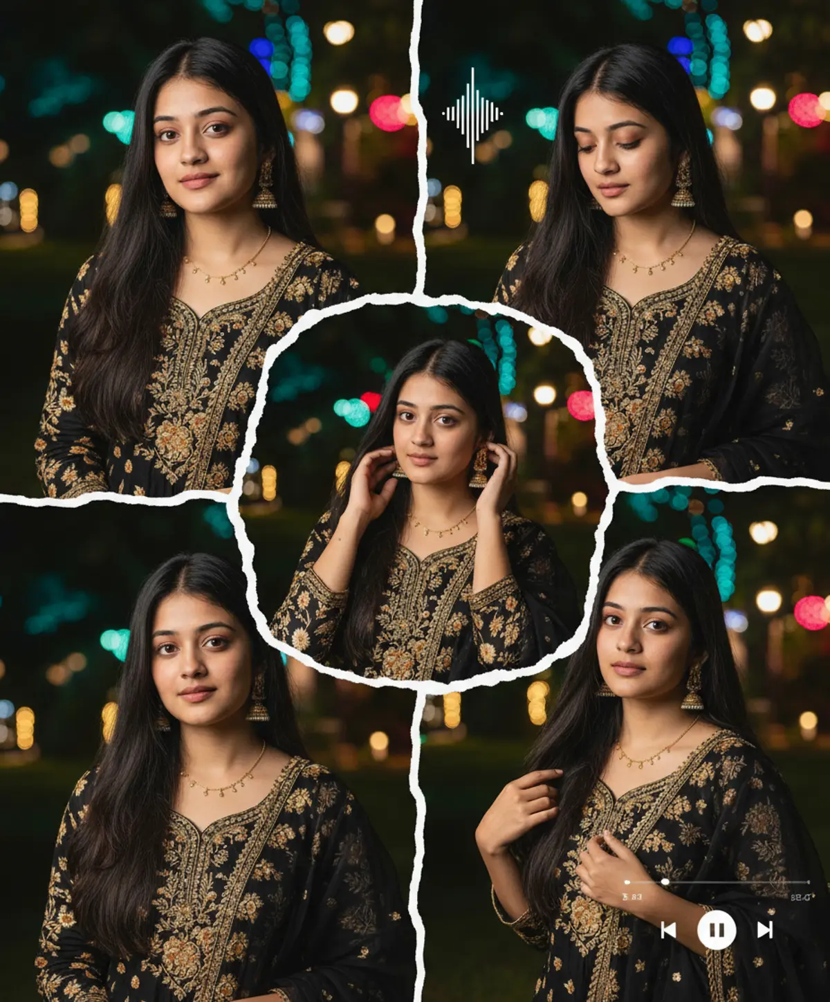 Five-Panel Indian Portrait Collage AI photo by Serene