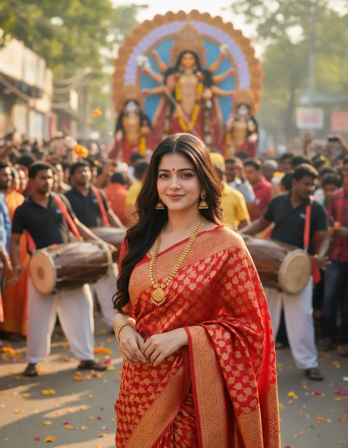 Durga Visarjan β A Heartfelt Farewell to Maa Durga πβ€οΈ: AI-generated from the original photo