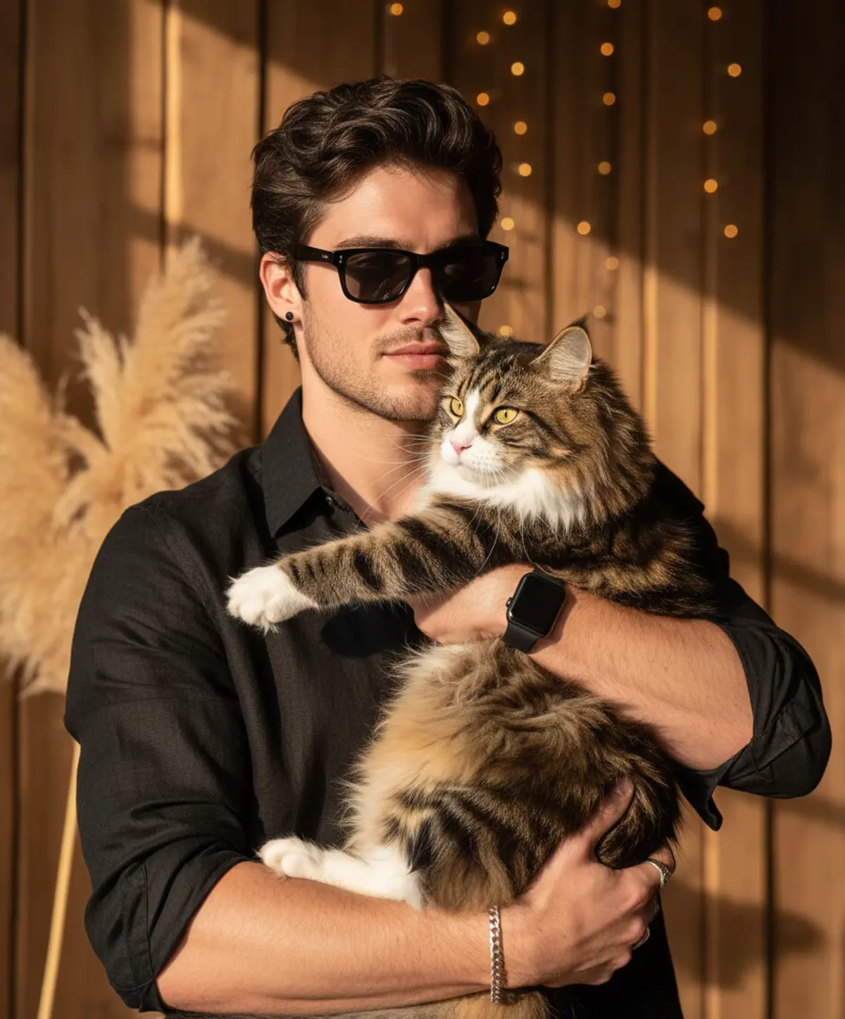 Golden Hour & Gentle Paws: AI-generated from the original photo