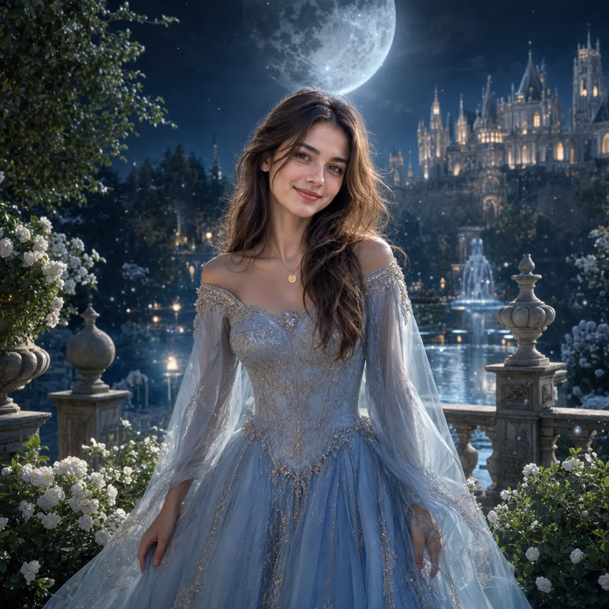 Moonlit Princess: AI-generated from the original photo