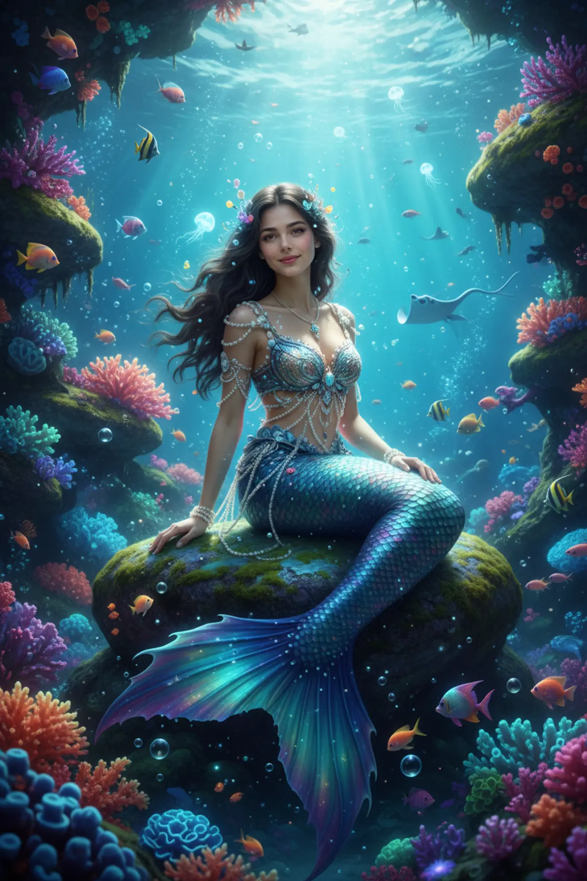 Mermaid Fantasy: AI-generated from the original photo