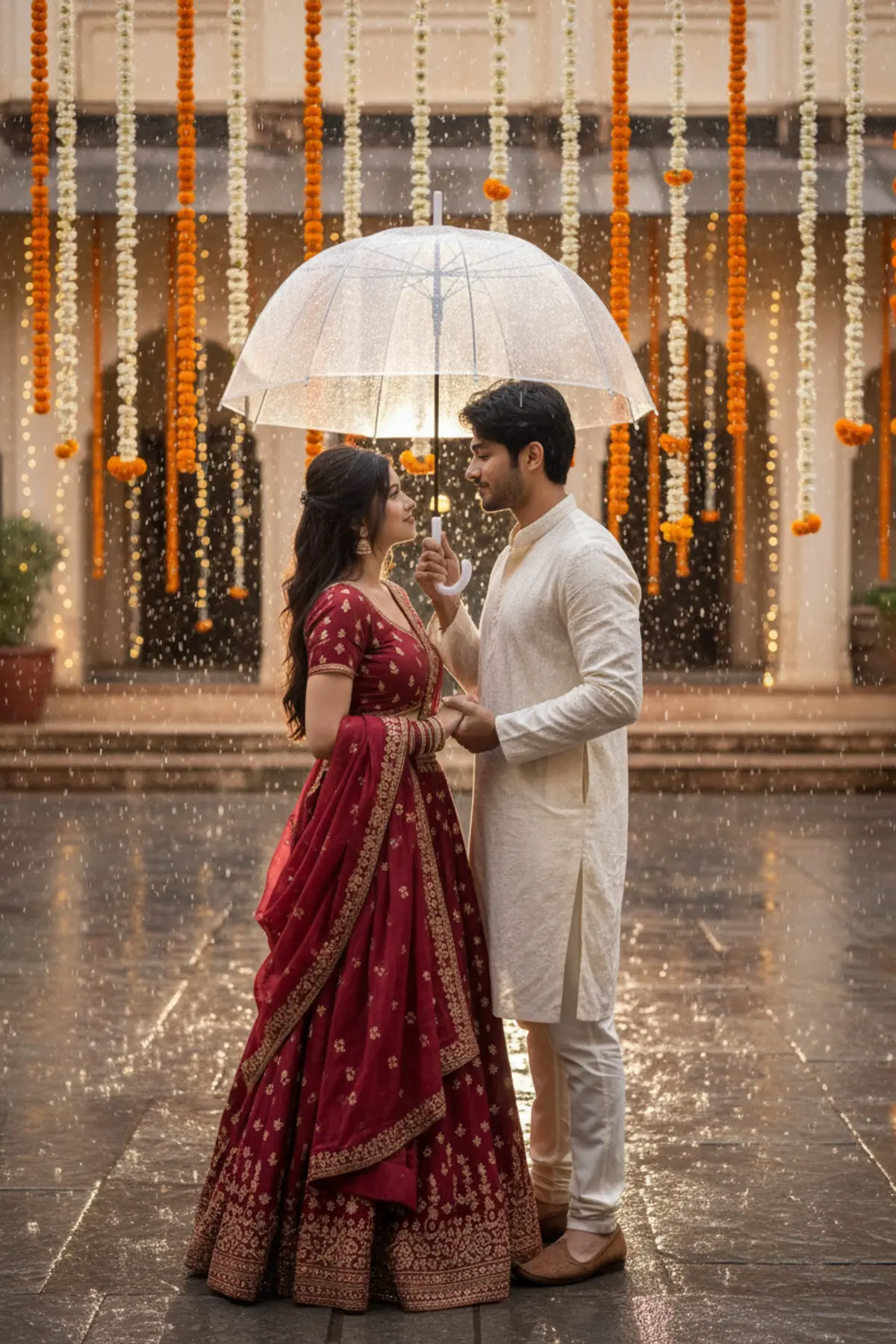 Monsoon Love Story: AI-generated from the original photo