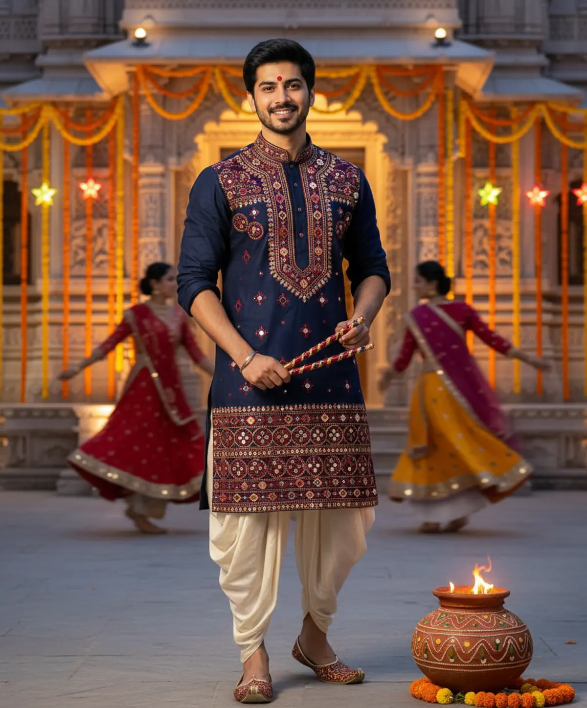 Midnight Garba Royale: AI-generated from the original photo