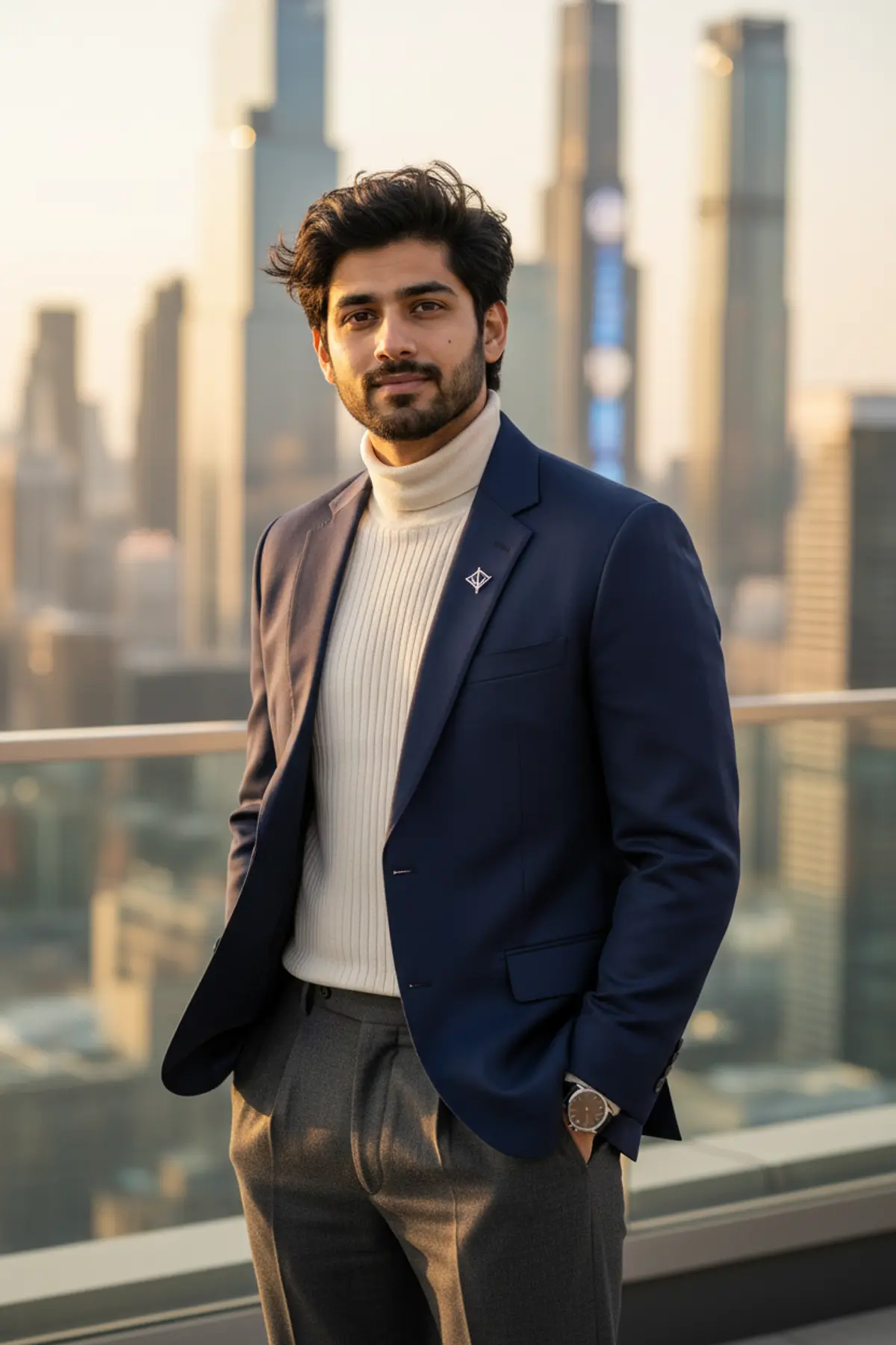1. Luxury Rooftop Fashion AI photo by Serene