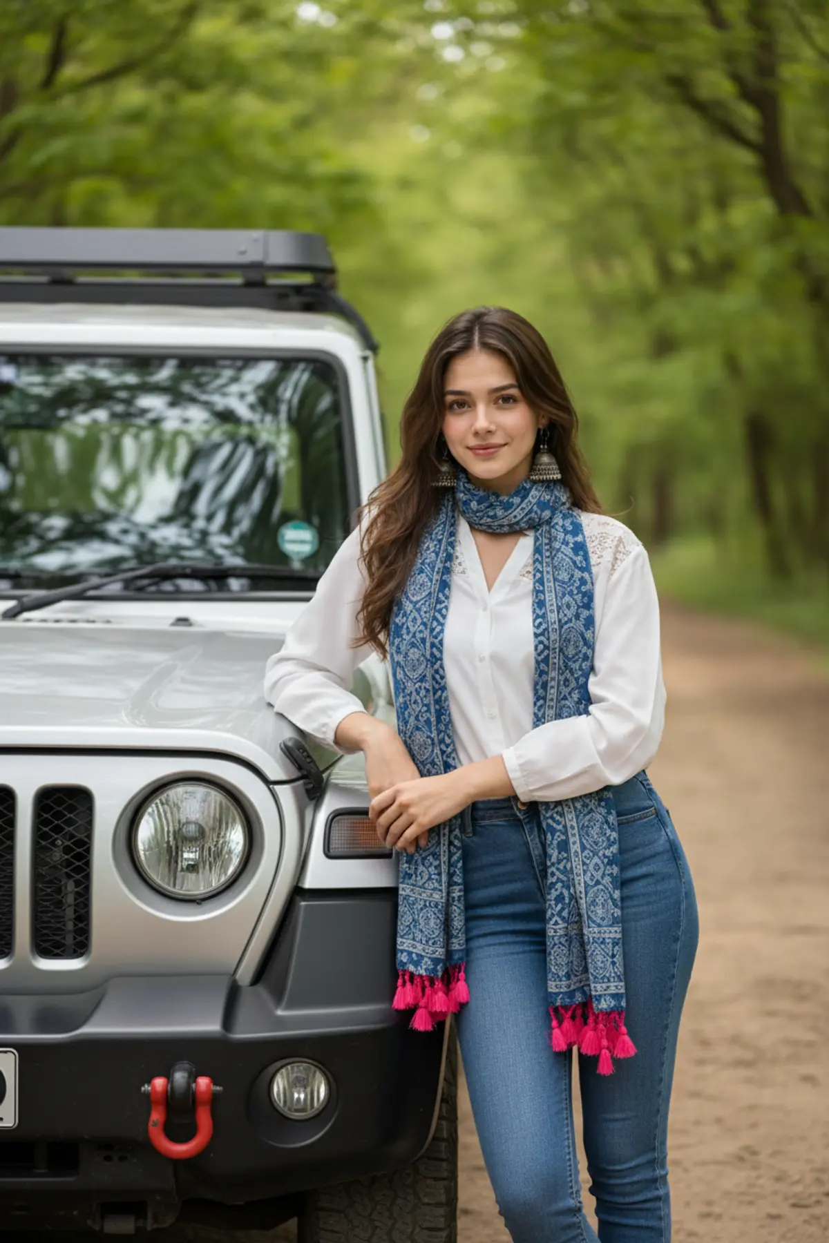 Denim & Wilderness Drive: AI-generated from the original photo