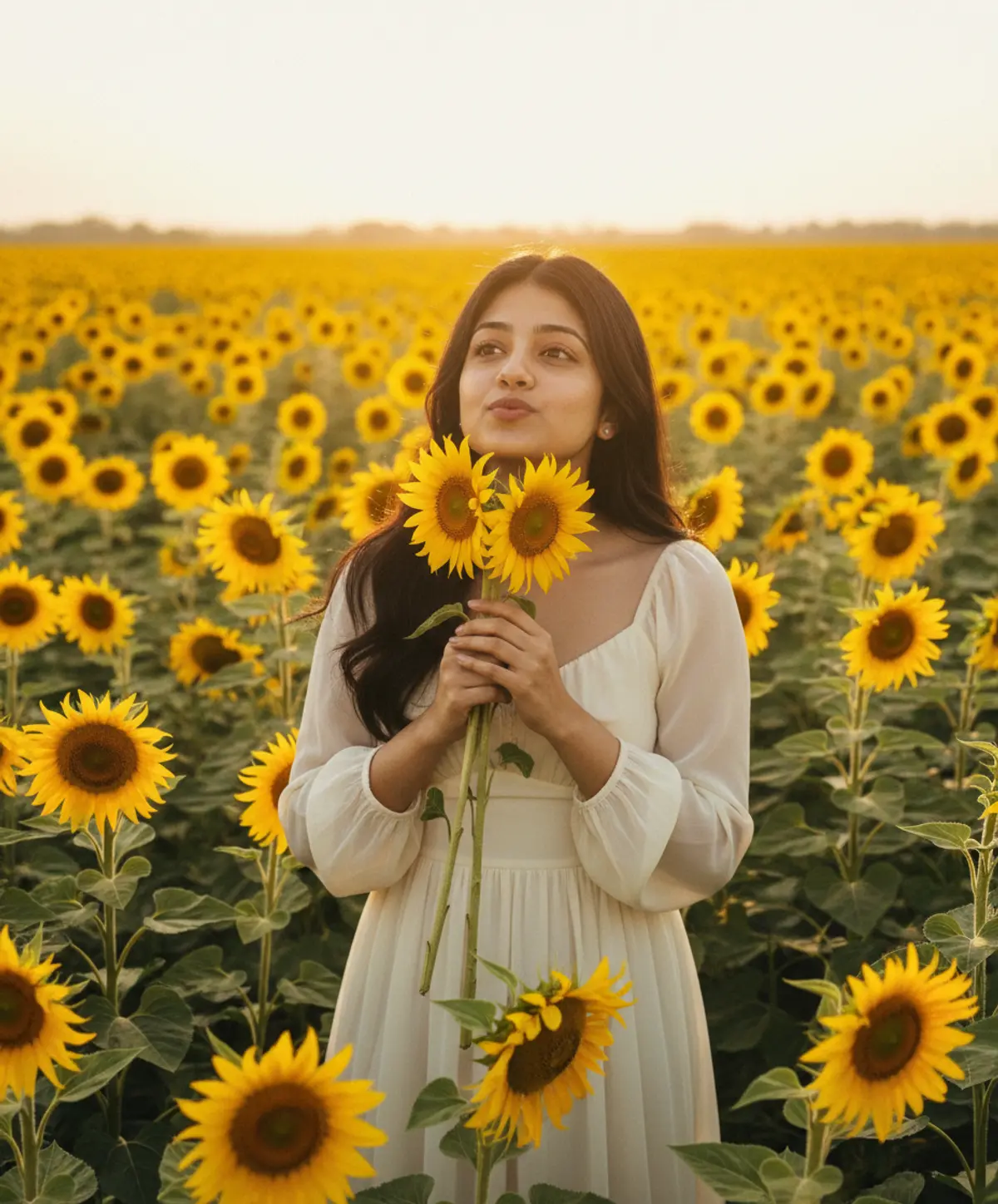 Golden Hour Sunflower Dream AI photo by Serene