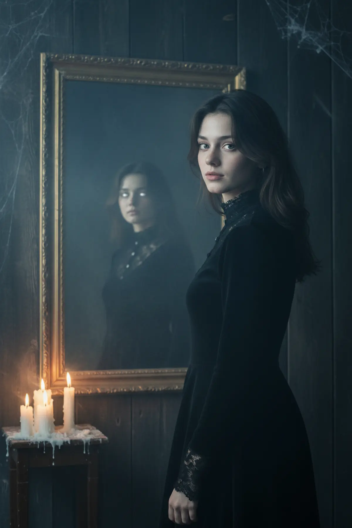 Halloween Haunted Mirror Portrait AI photo by pixkoz.picks